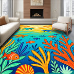Ocean Turtles Coral Reef Whimsy Rug