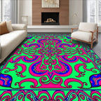 Vibrant Pink Blue Green Swirl Rug
