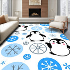 Cute Penguin Snow Flake Collection Rug