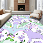 Lavender Bunny Pastel Garden Meadow Rug