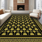 Black Gold Art Deco Floral Rug