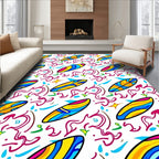 Vibrant Surfboard Splash Abstract Rug