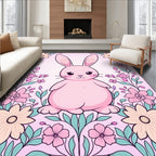 Pink Easter Bunny Floral Garland Rug