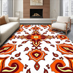Fiery Orange Jewel Tiled Mandala Rug