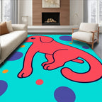 Coral Dog and Circles Contemporary Art Rug