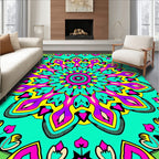 Vibrant Magenta Teal Floral Medallion Rug