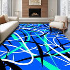 Vivid Blue Abstract Line Infusion Rug