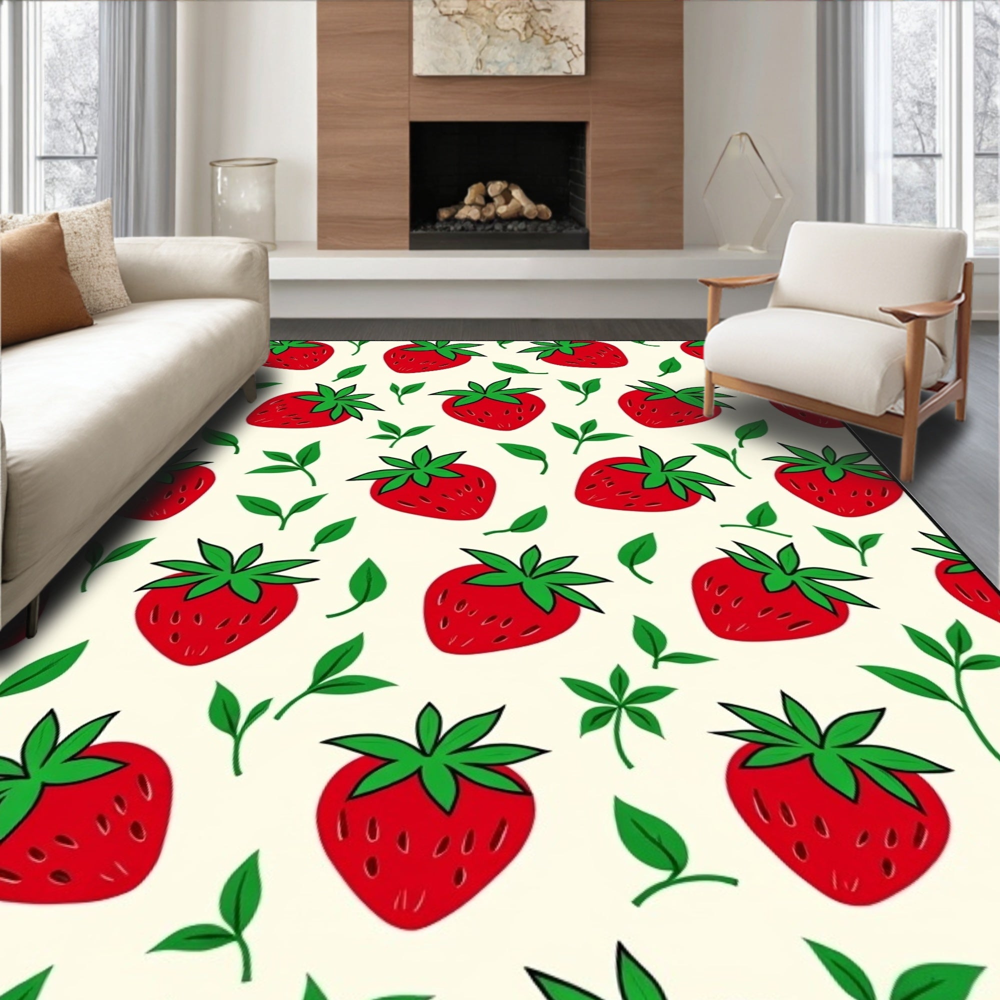 Red Strawberry Botanical Garden Rug