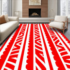 Bold Red White Jagged Stripe Rug