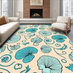 Aqua Floral Scroll Vines Rug