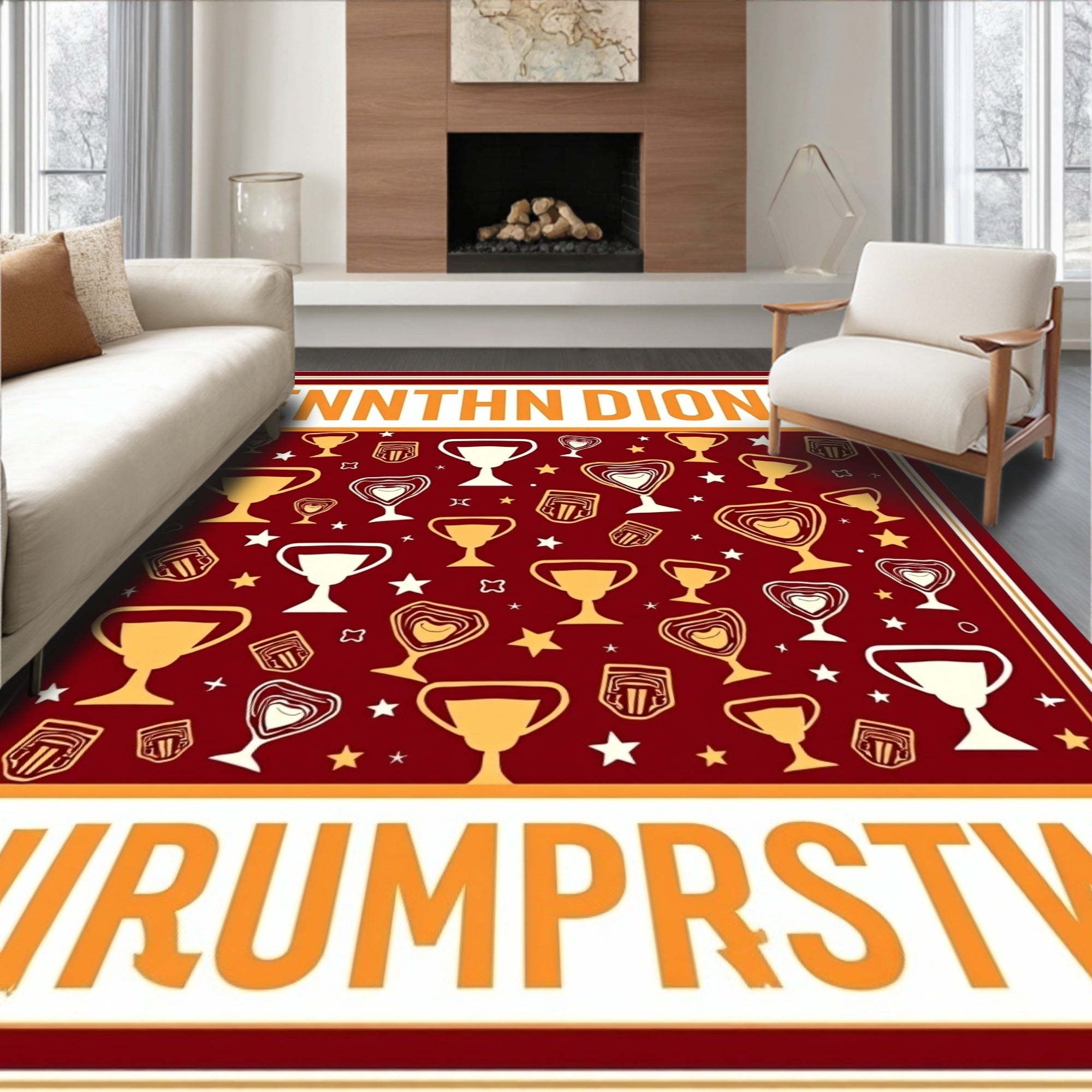 Golden Trophies Red Starburst Rug