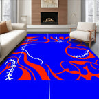 Bold Cobalt Orange Swirl Botanical Rug