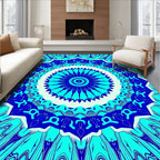 Deep Blue Aqua Mandala Radiance Rug