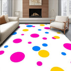 Pink Blue Yellow Scattered Dots Rug