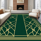 Golden Art Deco Geometric Swirl Rug