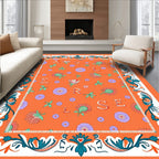 Orange Floral Alphabet Border Rug