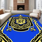 Royal Blue Yellow Crested Emblem Rug