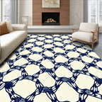 Navy Blue Interlocking Knot Diamond Rug