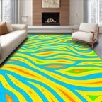 Bright Blue Yellow Orange Swirling Lines Rug