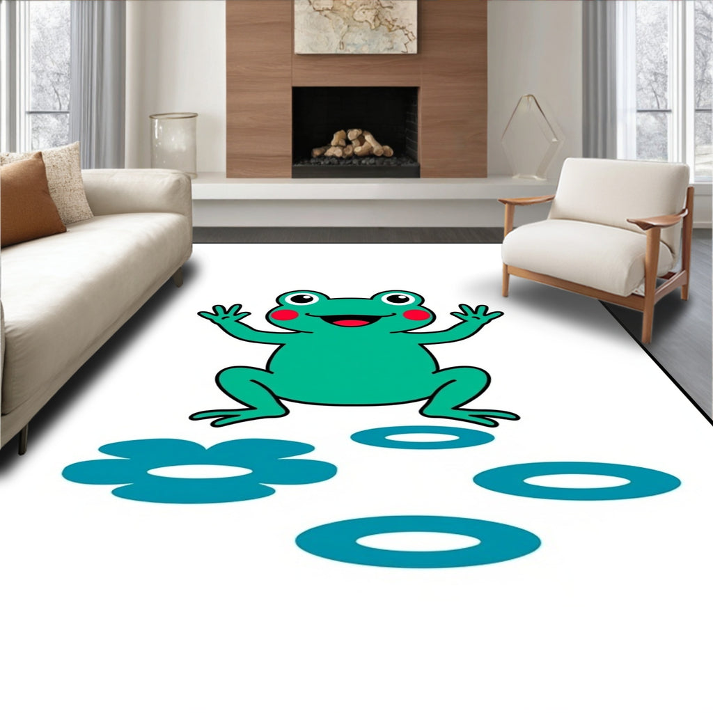 Jolly Green Frog Ripples Pond Rug
