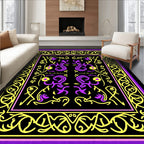 Vibrant Yellow Purple Intertwined Vines Rug