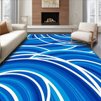 Bold Blue Abstract Swirl Rug