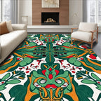 Emerald Red Golden Swirl Foliage Rug