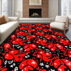 Bold Red Abstract Floral Garden Rug
