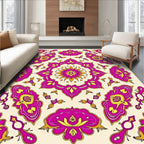 Bright Fuchsia And Gold Medallion Rug