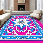 Vibrant Fuchsia Floral Medallion Rug