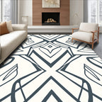 Dark Slate Gray Abstract Geometric Symmetry Rug
