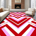 Bold Red Pink Chevron Geometric Rug
