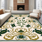 Emerald Green Turtle Floral Swirl Rug