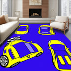 Yellow Sports Cars Racing Collection Rug