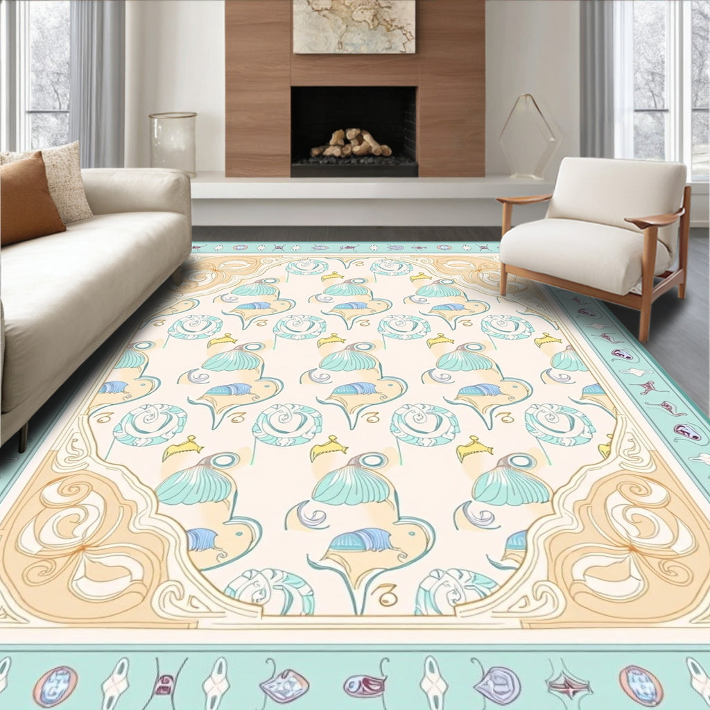 Art Nouveau Pastel Floral Arch Motif Rug