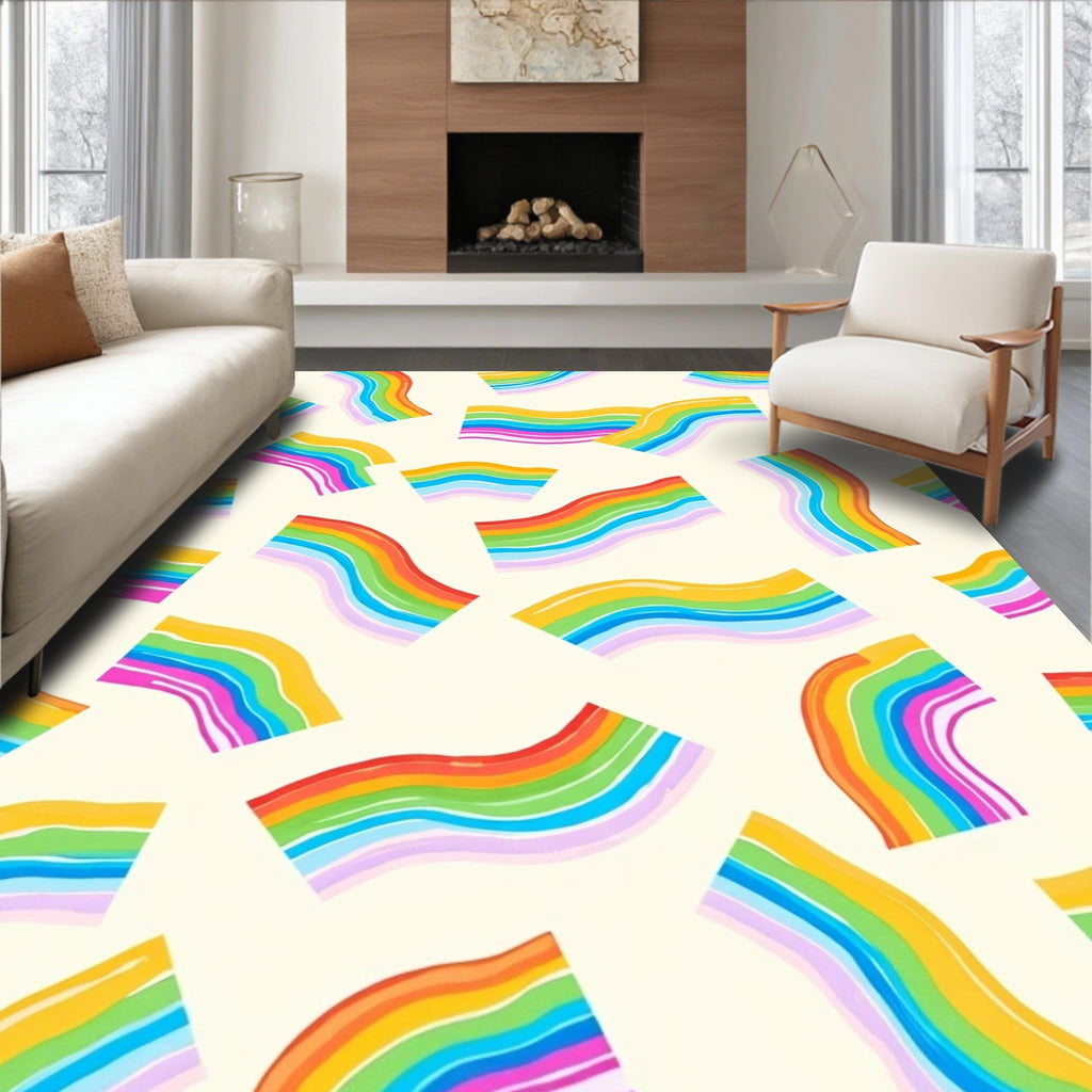 Rainbow Ribbon Waves Rug