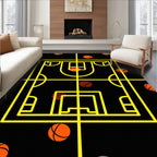 Yellow Court Graphic Basketball Scatter Rug