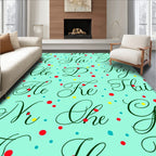 Aqua Script Typo Confetti Rug