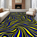Vibrant Blue Yellow Swirl Rug