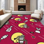 Yellow Football Helmets Trophy Trio Rug