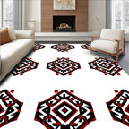 Tribal Red Black Geometric Medallion Rug