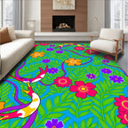 Vibrant Floral Foliage Swirl Rug