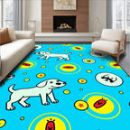 Cute Blue Puppy Circle Cartoon Rug