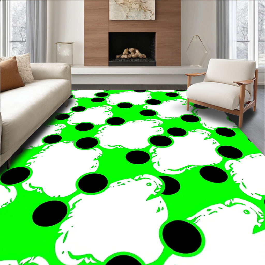 Bright Lime Green Polka Dot Dove Rug