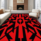 Bold Red Geometric Abstract Fragment Rug
