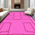 Pink Geometric Box Circle Arrangement Rug