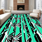 Bold Teal White Black Geometric Fan Rug
