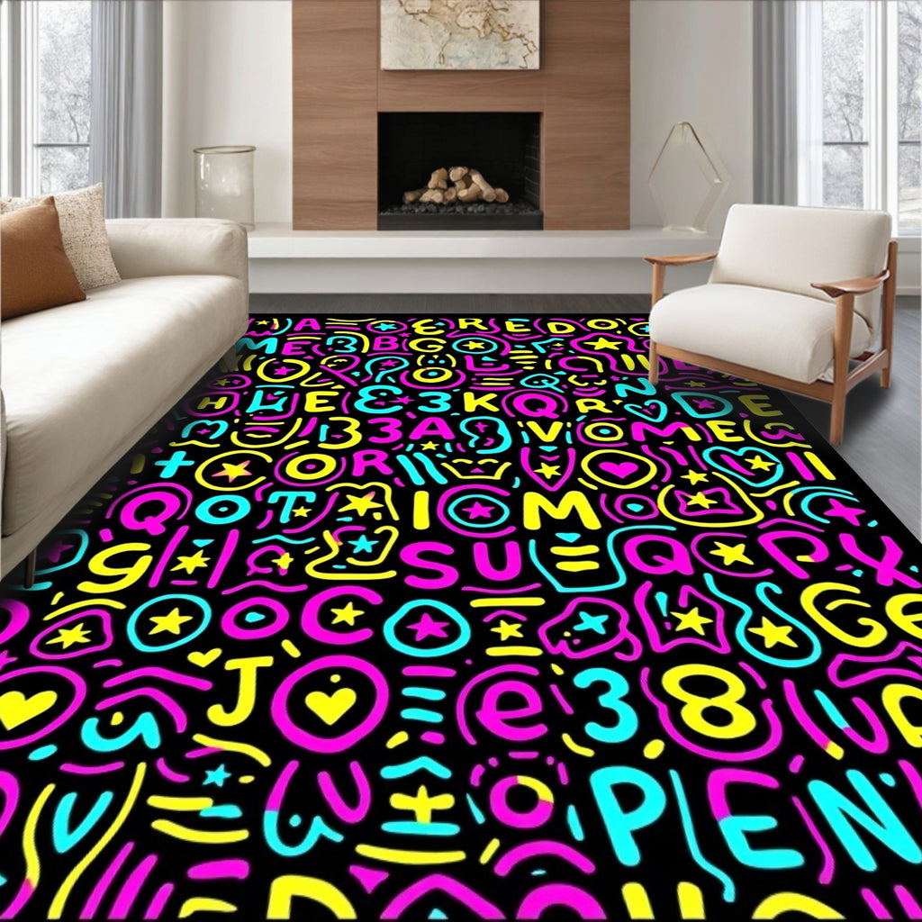Retro Alphabet Blast Rug