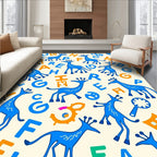 Blue Giraffe Alphabet Scattered Rug