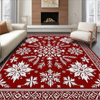 Deep Red Winter Bloom Ice Lace Rug
